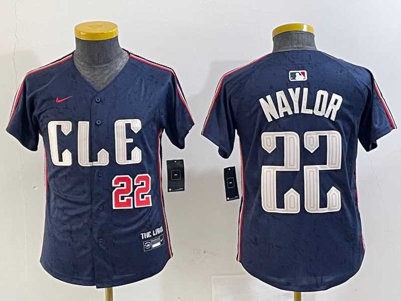 Youth Cleveland Guardians #22 Josh Naylor Number Navy 2024 City Connect Limited Stitched Jerseys->mlb youth jerseys->MLB Jersey